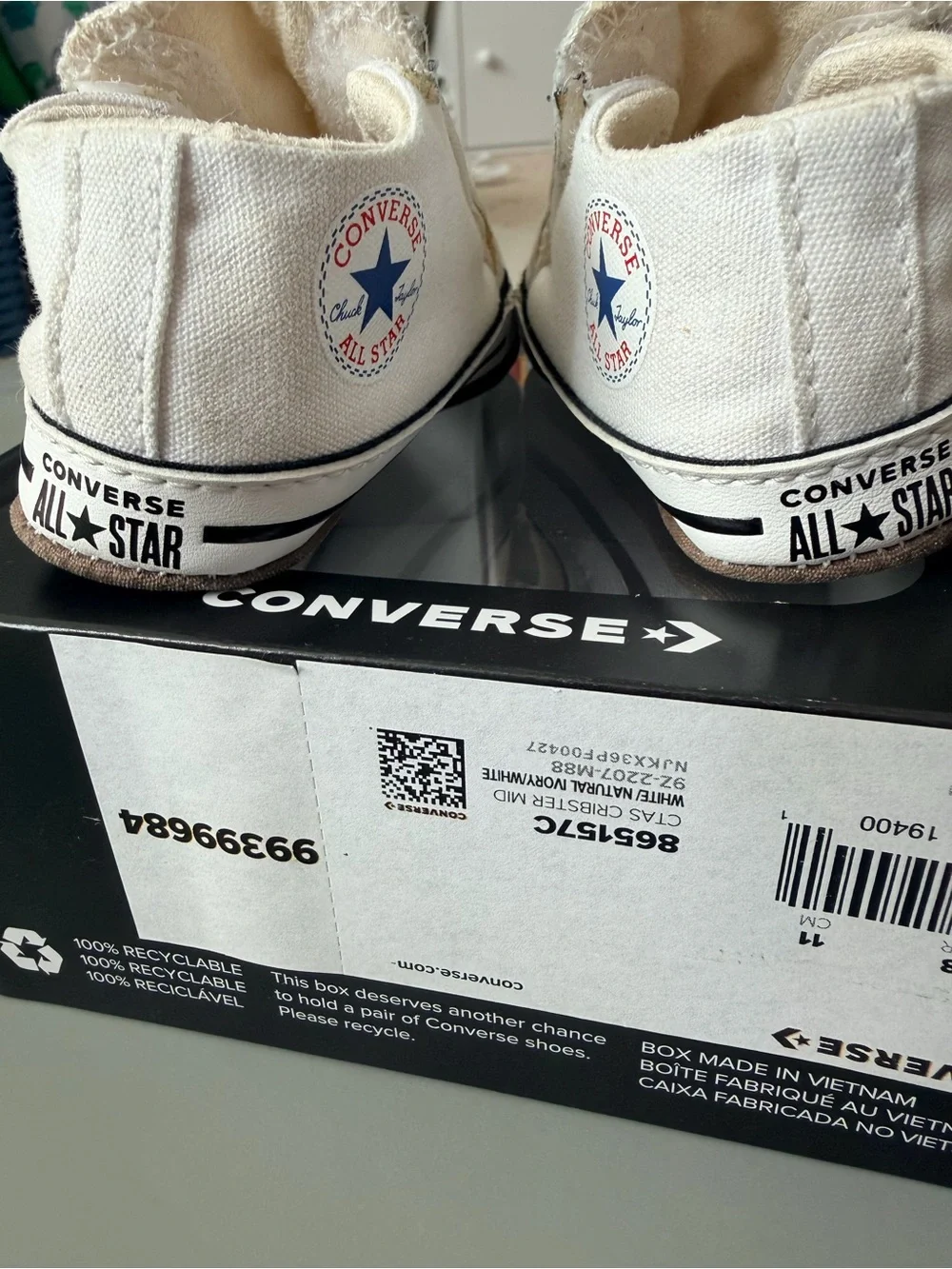 Converse Chuck Taylor All Star Cribster Canvas Baby/Infant Shoe White Size 2